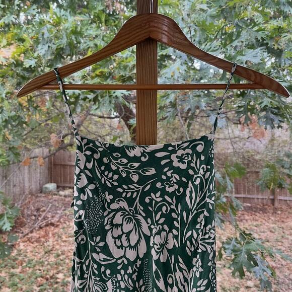Zara Women's Green And White Floral Satin Slip Dress Size XS - Picture 3 of 8